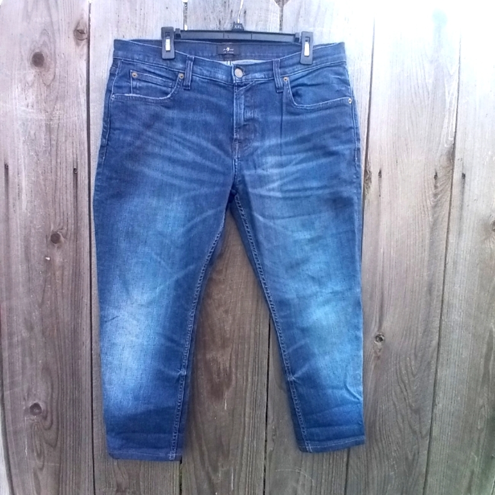 7 For All Mankind Straight Classic Legs Size 34 Five Pockets Design Light Blue